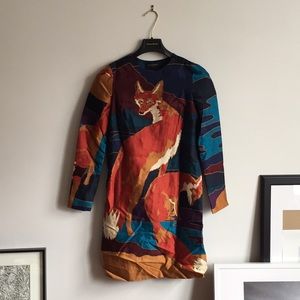 Beautiful wool dress with fox pattern!